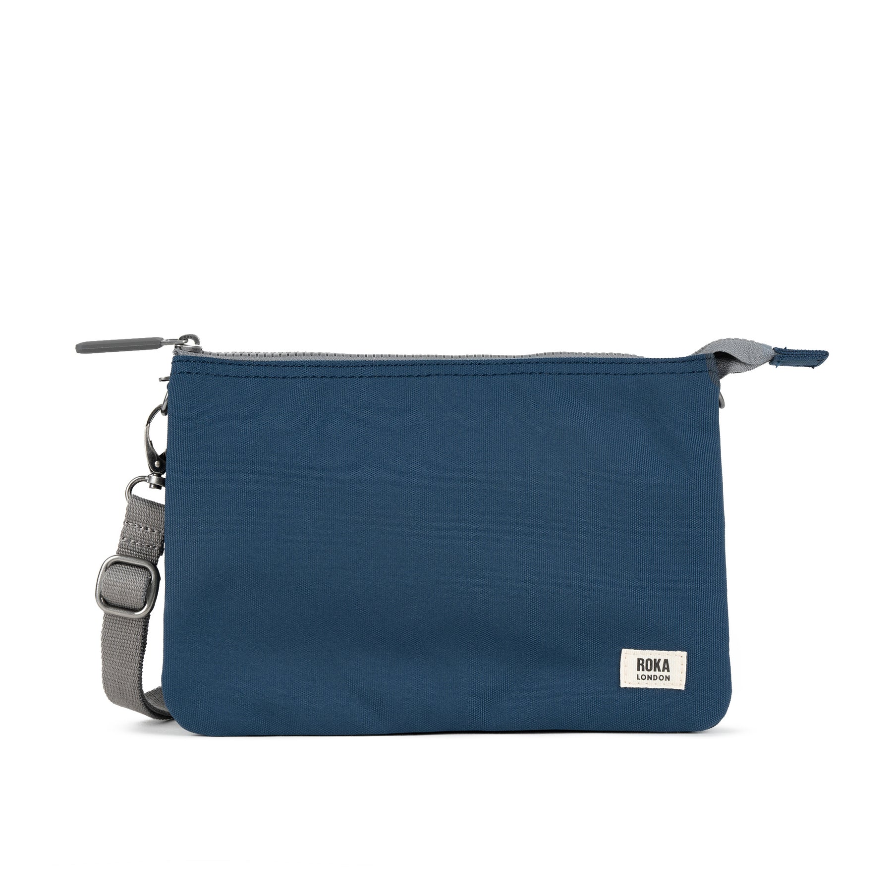 Roka Carnaby Crossbody XL Recycled Canvas Bag in Deep Blue