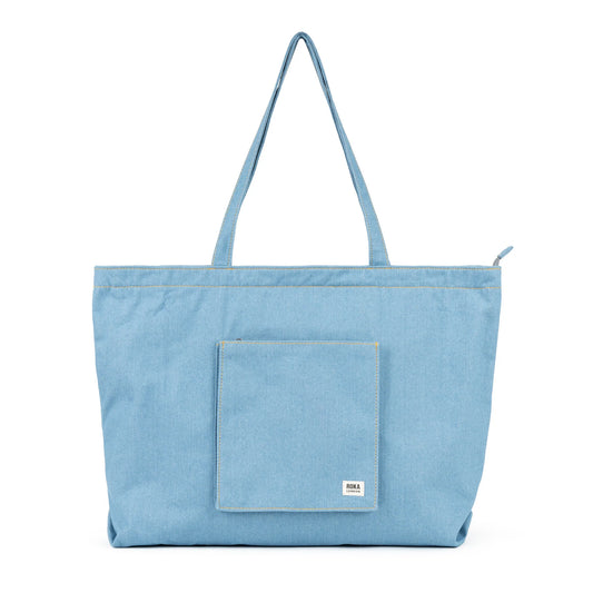 Roka Portobello Large Cotton Tote in Light Wash Denim colour 