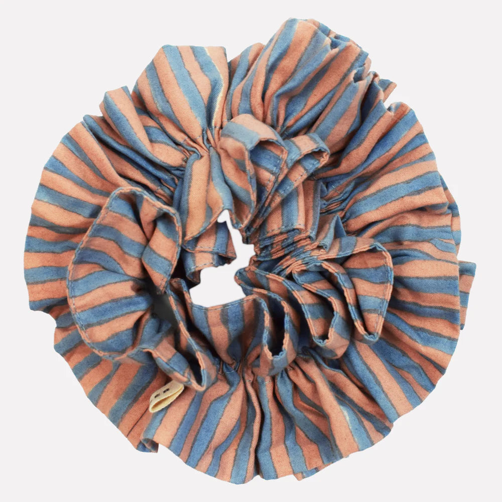 YONDER Cotton Ruffle Scrunchie | Candy Stripe Candy