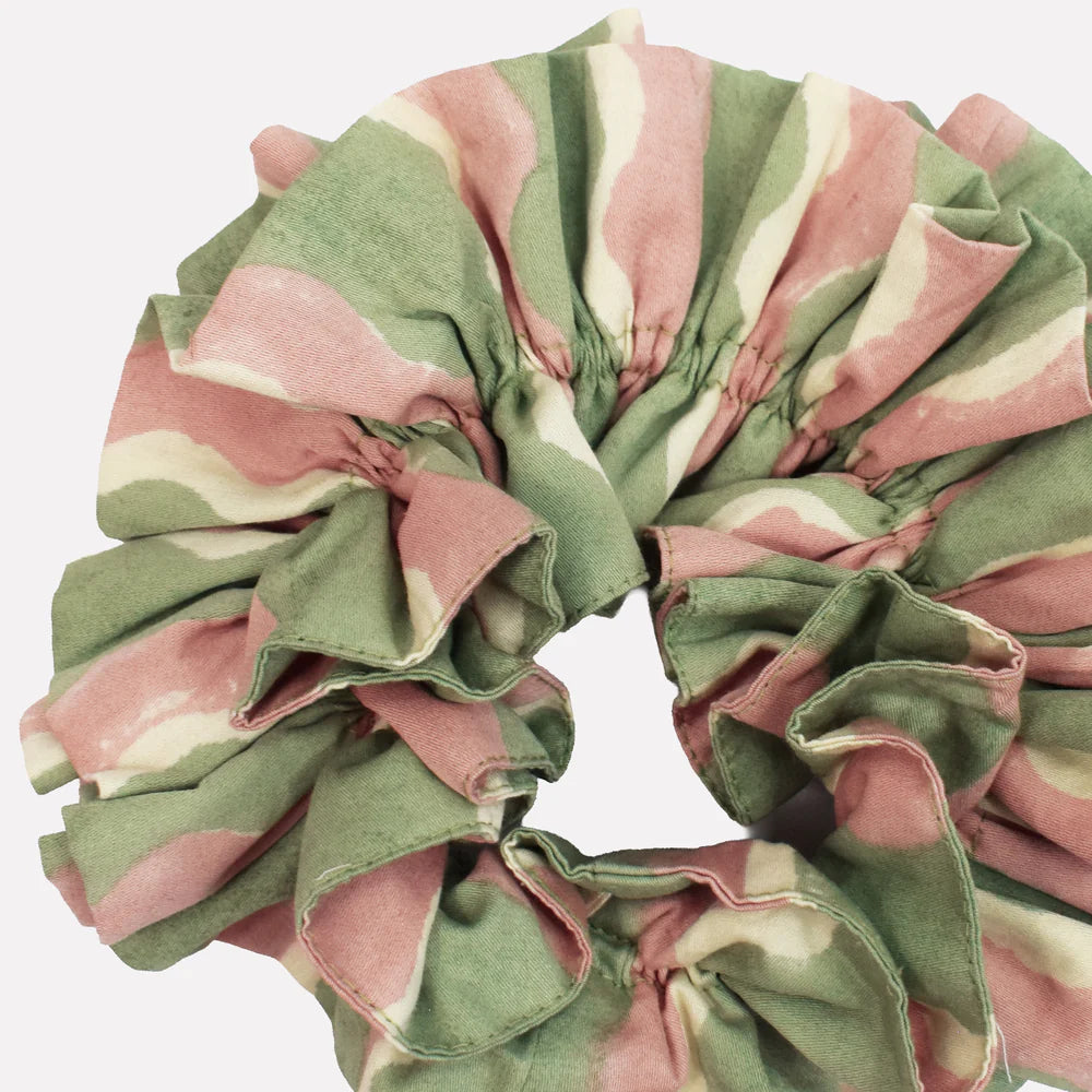 YONDER Cotton Ruffle Scrunchie - Whirly Mint