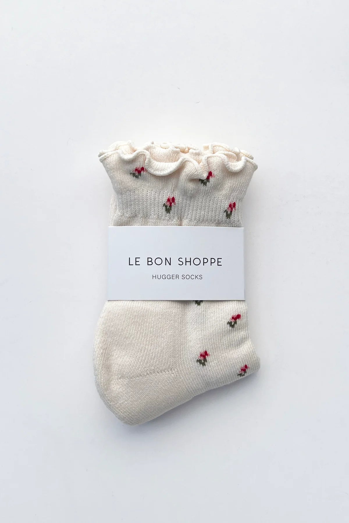Le Bon Shoppe Petal Ruffled Hugger Crew Socks - Cream Petal