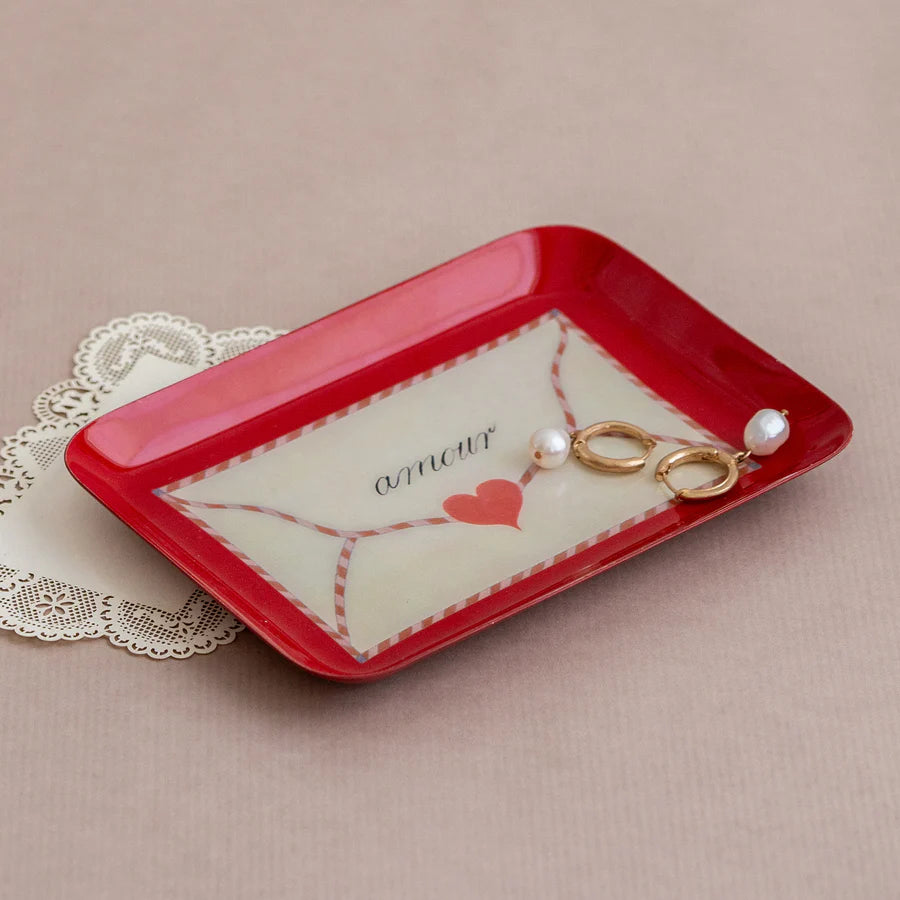 Roomytown Rectangular Enamel Tray - Love Letter