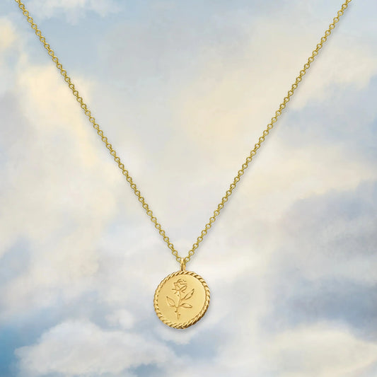 rose coin necklace in gold