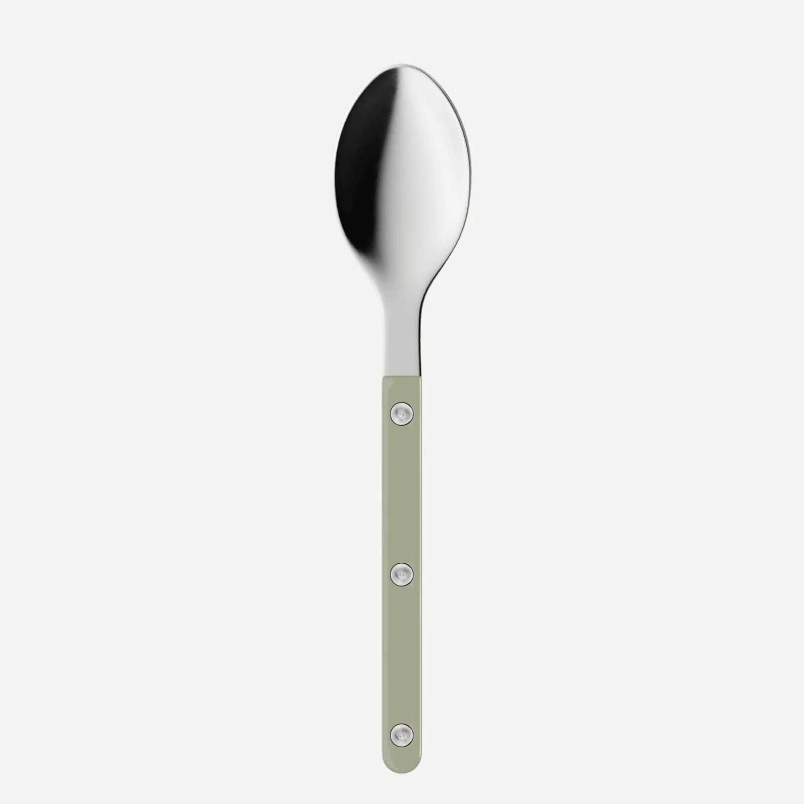 SABRE PARIS Bistrot Solid Espresso Spoon in Asparagus Green on a white background 