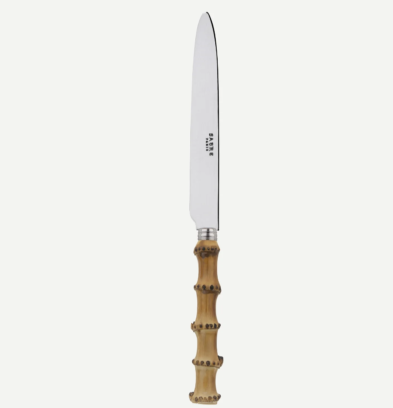 SABRE Paris dinner knife with a bamboo handle on a white background 