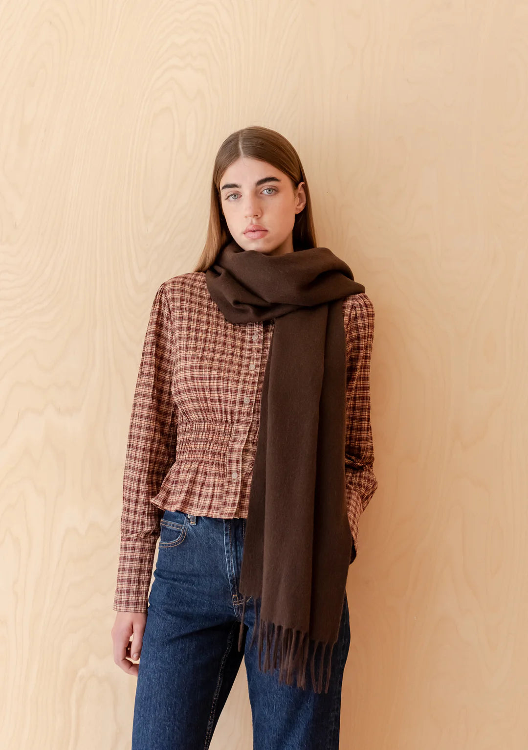 TBCo Lambswool Oversized Scarf - Chocolate
