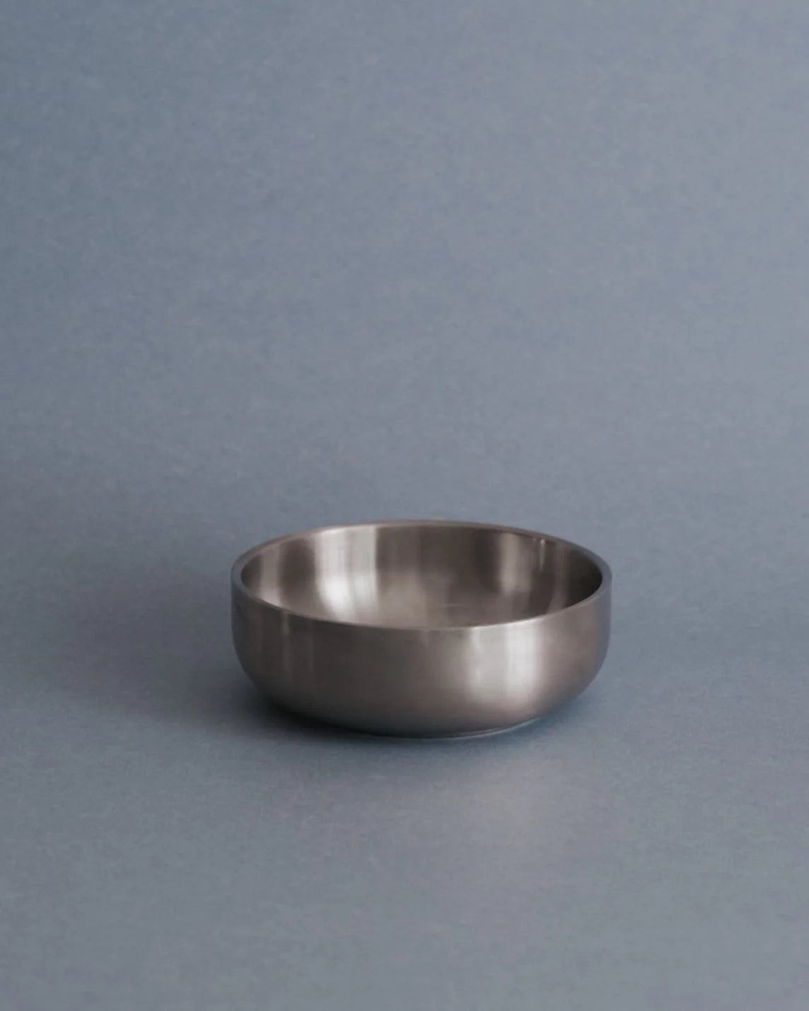 Metallic bowl on a gray background