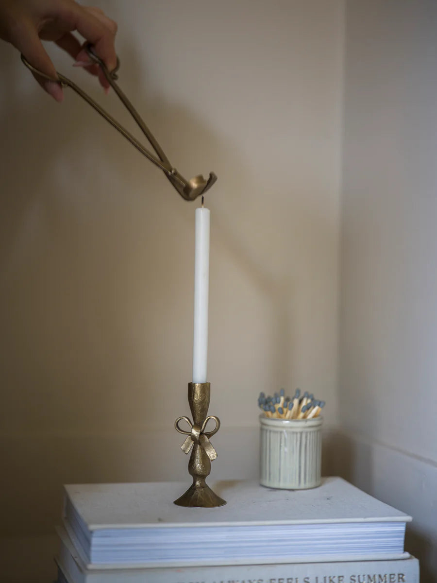 Morgan Wright Antique Brass Finish Bow Candle Holder