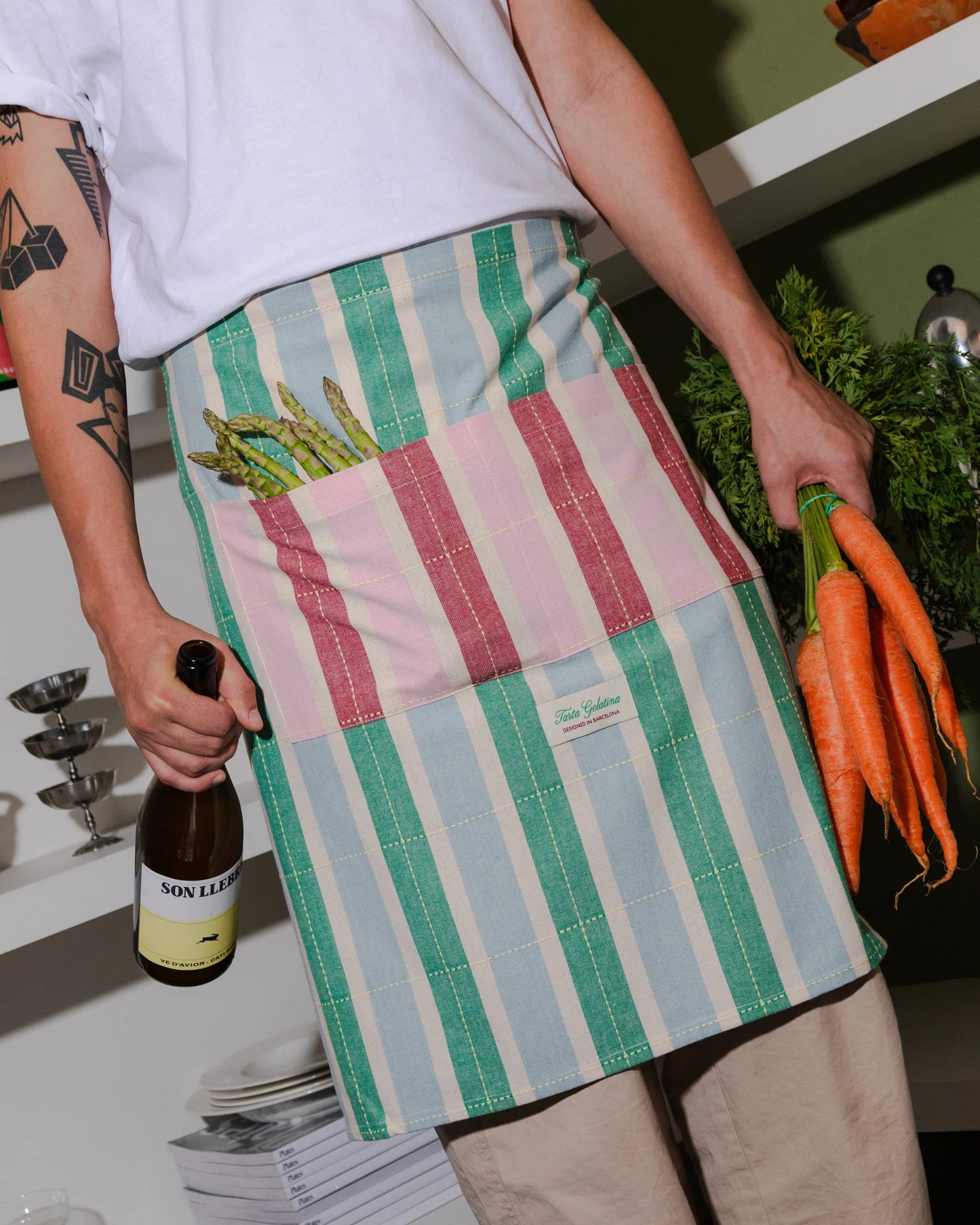 Tarta Gelatina Short Striped Apron
