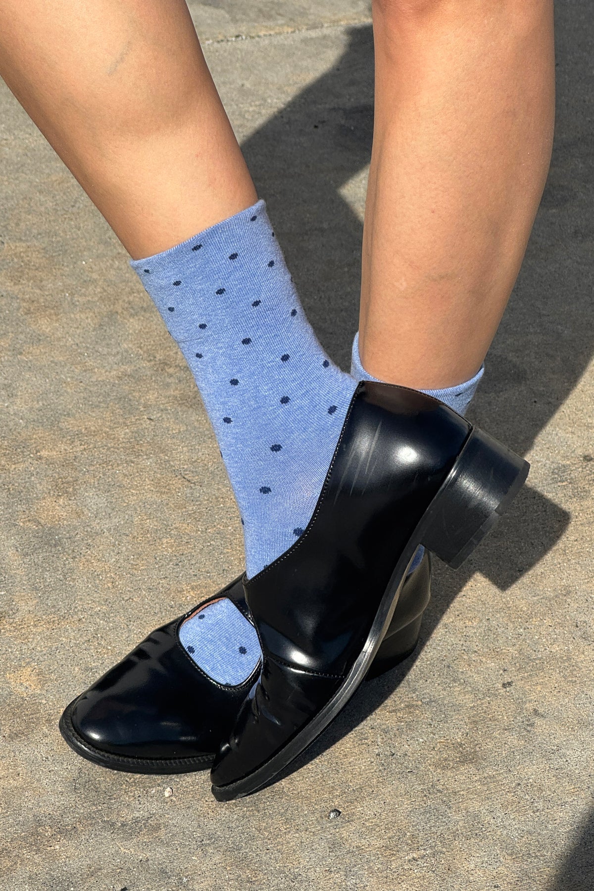 Le Bon Shoppe Patterned Sneaker Socks - Blue/Navy Polka Dot