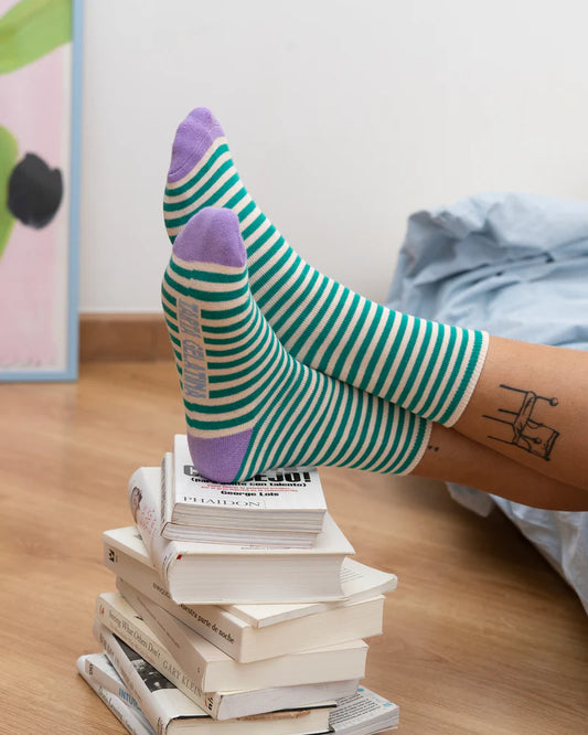 Tarta Gelatina Striped Socks - Medium Aubergine Garden