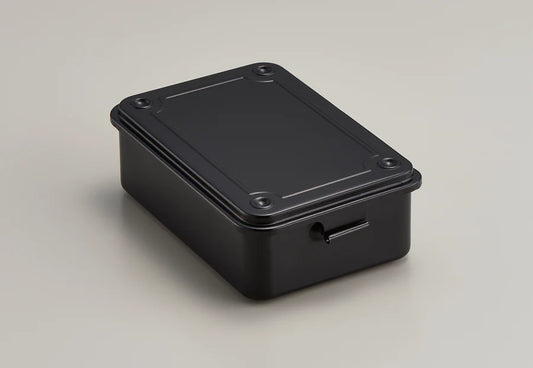 Black rectangular box on a light gray background