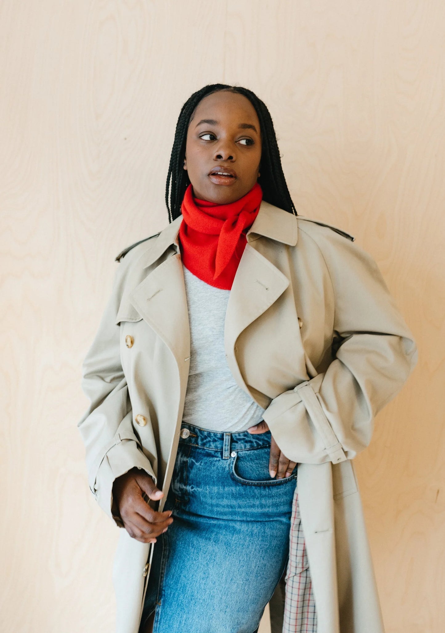 TBCo Merino Wool Triangle Scarf  Red