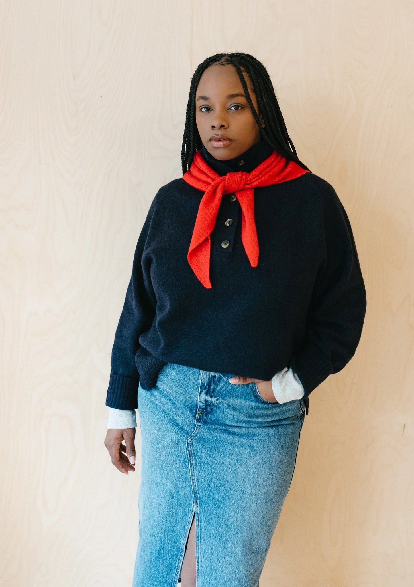 TBCo Merino Wool Triangle Scarf  Red