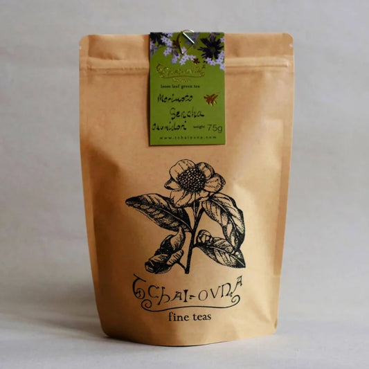 Tchai-Ovna Sencha Tea in a brown bag 