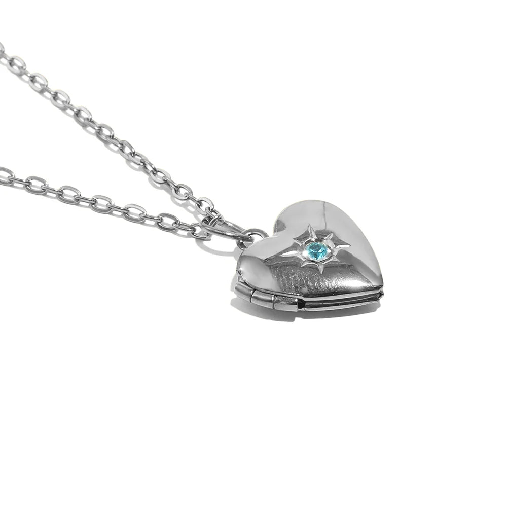 Recreation Jewels Tiana's Light Blue Heart Silver Locket