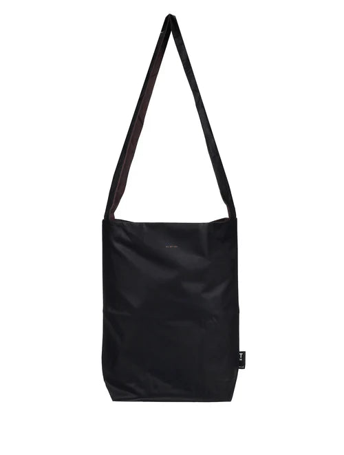 Black shoulder bag on a white background