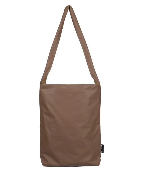 Brown shoulder bag on a white background