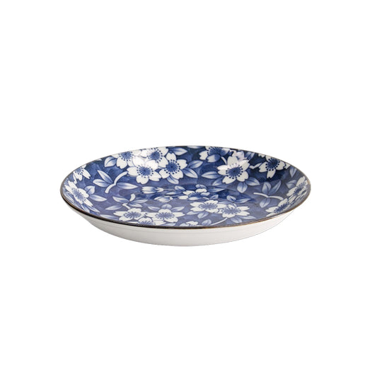Tokyo Studio Design Round Plate in Blue Sakura Floral Pattern