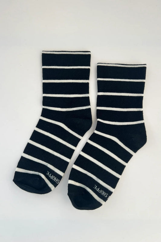 Le Bon Shoppe Wally Socks in Black and white stripe 