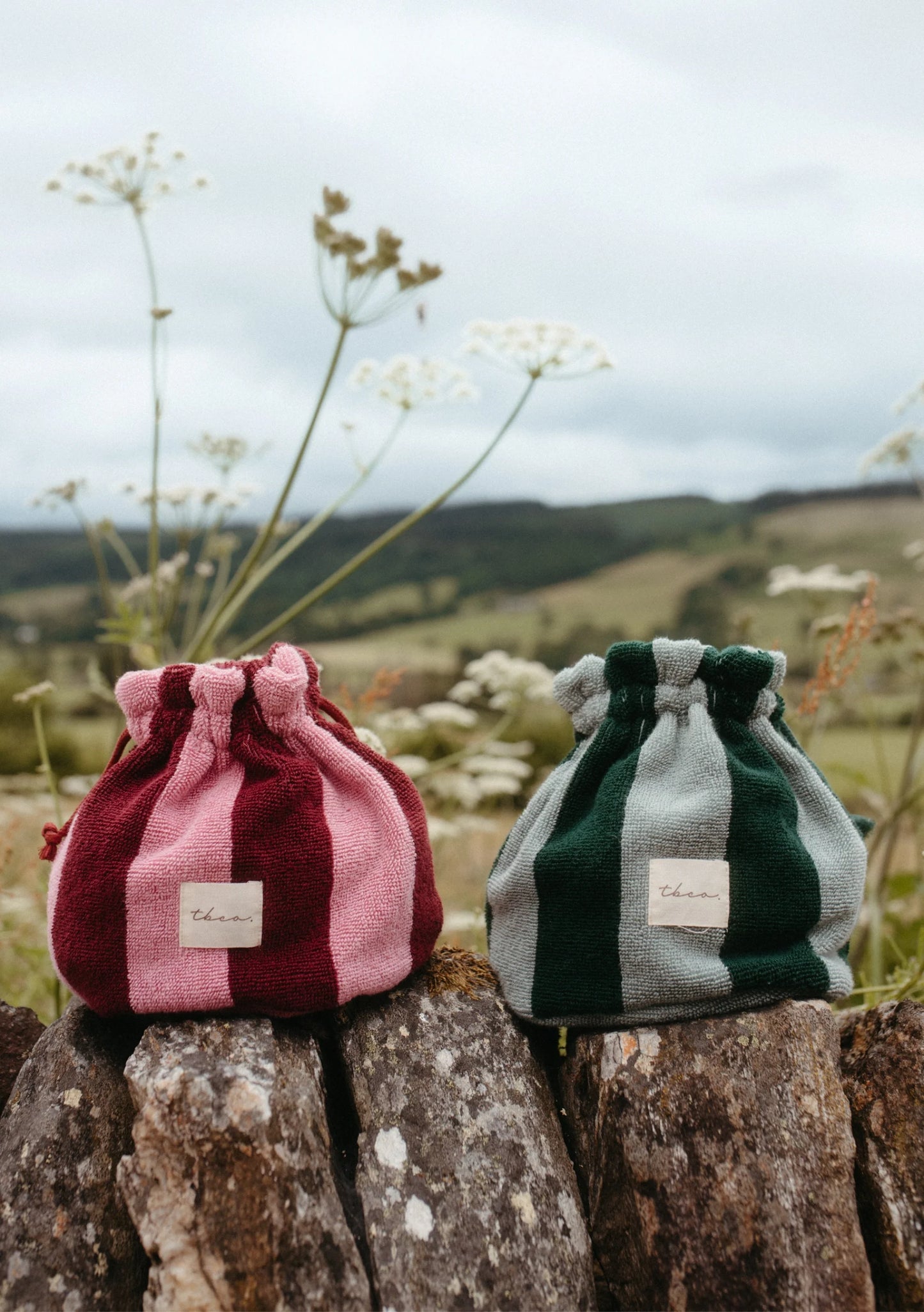 TBCo Terry Cotton Wash Bag - Burgundy Stripe
