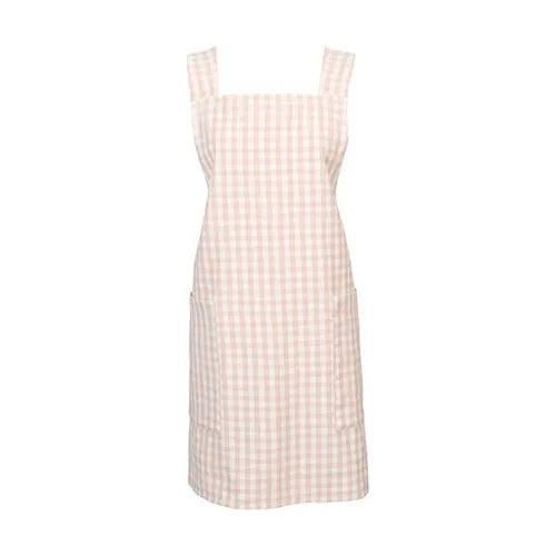 Walton & Co Gingham Plaster Pink Crossback Apron on a white 