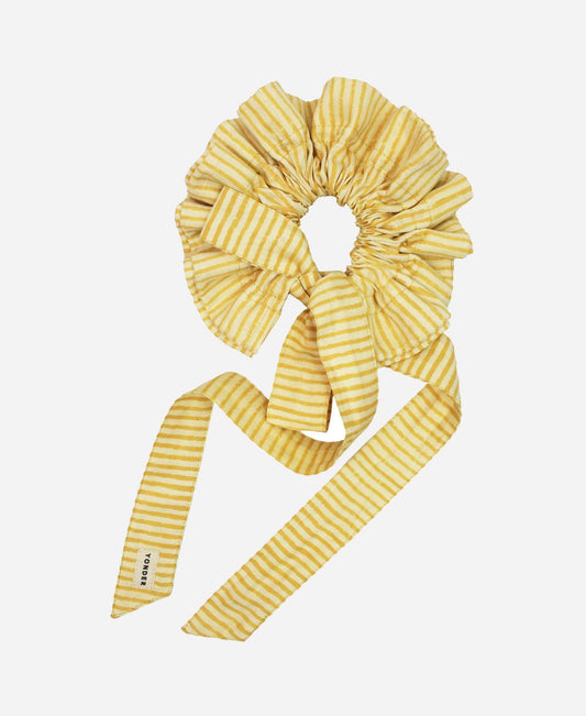 YONDER Cotton Tie Collar in yellow and cream stripe on a white background 