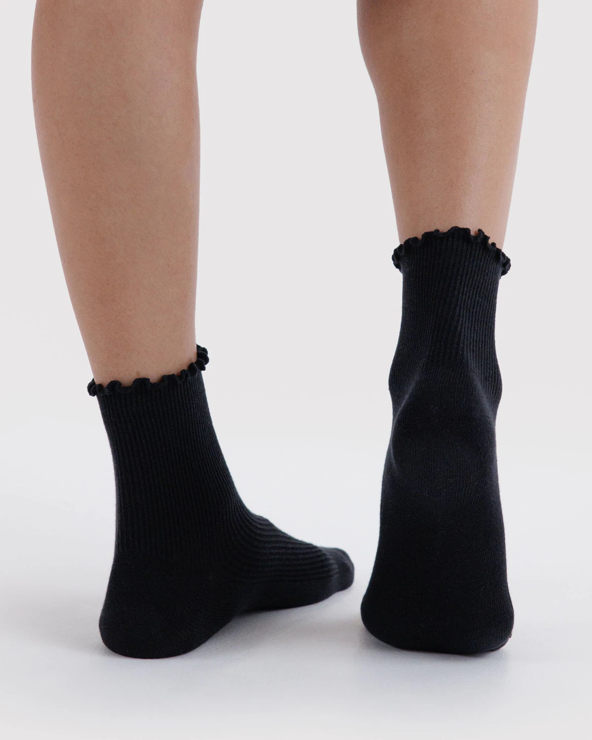 BAGGU Lettuce Edge Sock Set of 2 - Black