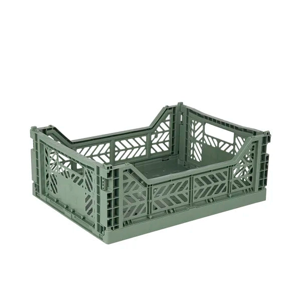 Aykasa Medium Folding Storage Crate in Almond Green