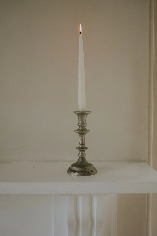Morgan Wright Antique Silver French Candlestick in Large