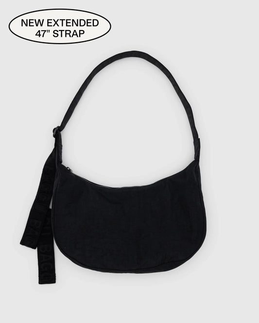 baggu medium crescent bag in black - extra extended strap 47''