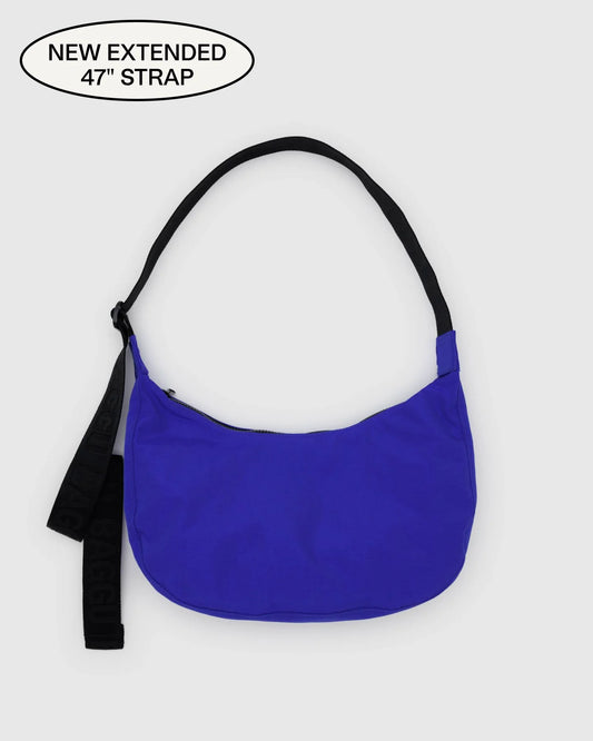 baggu medium nylon crescent bag in lapis blue 