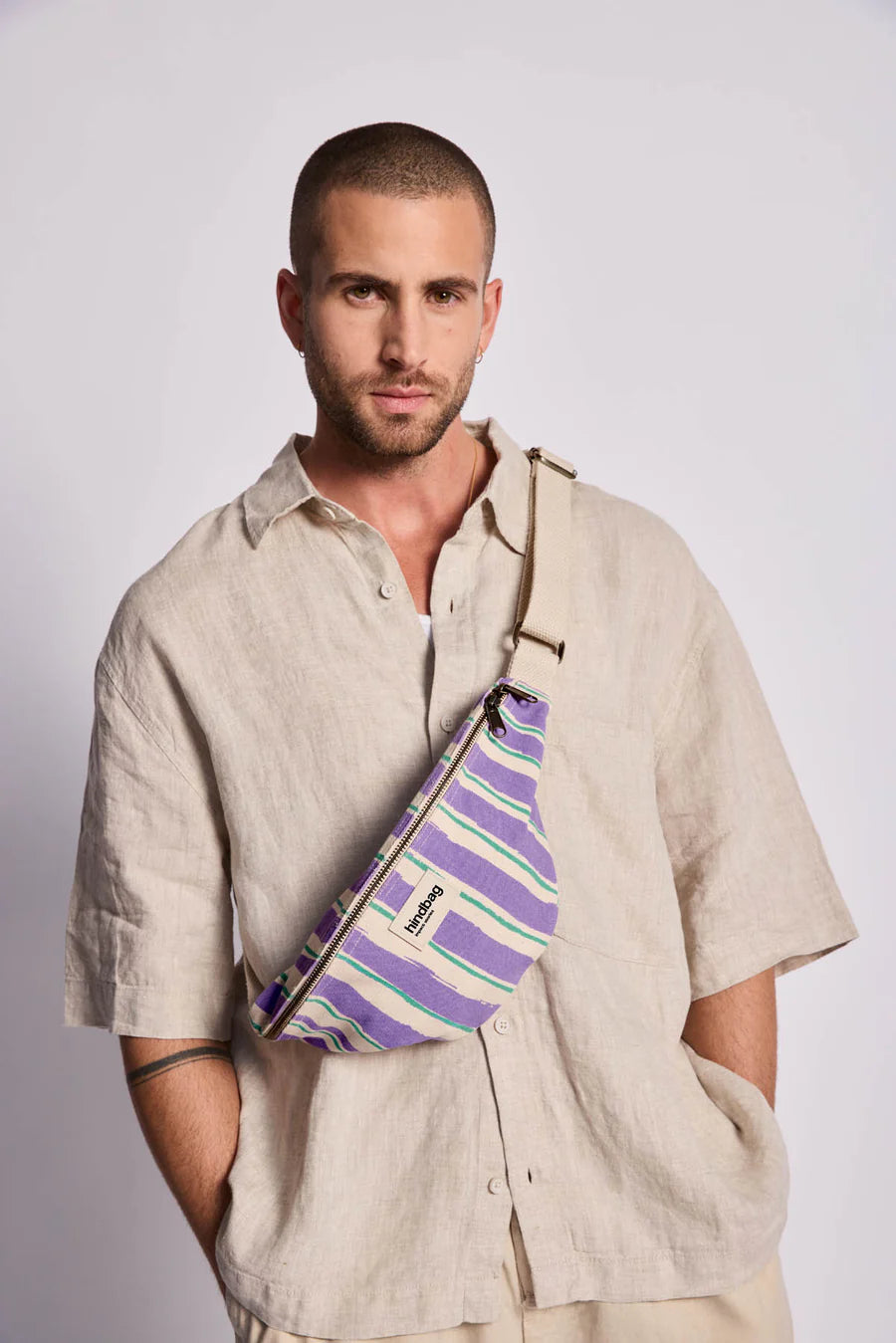 Hindbag Olivia Fanny Pack - Green & Parma Stripes