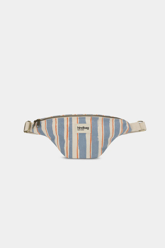 Striped waist bag with 'hindbag' branding on a white background