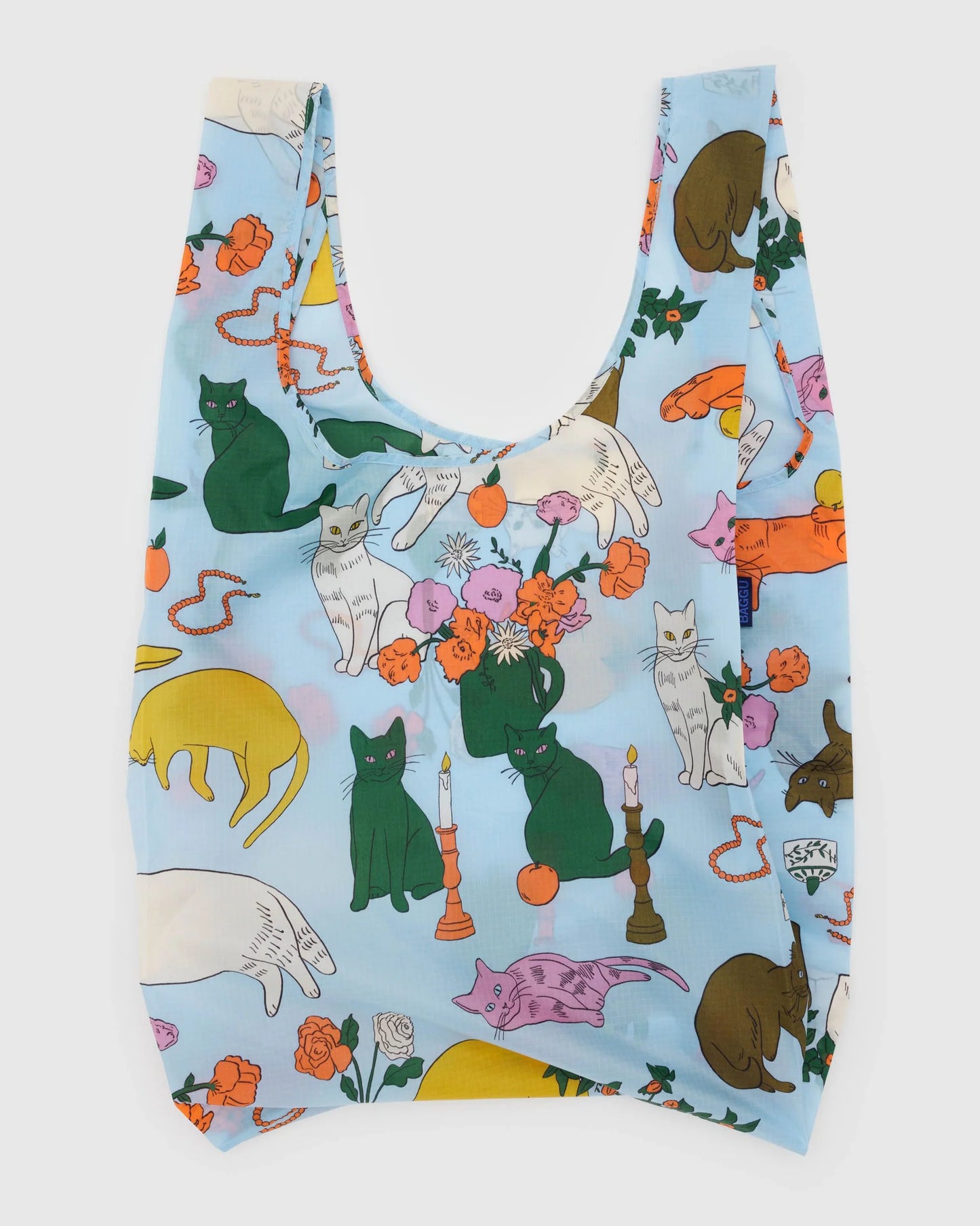 BAGGU Big Reusable Bag in Table Cats pattern