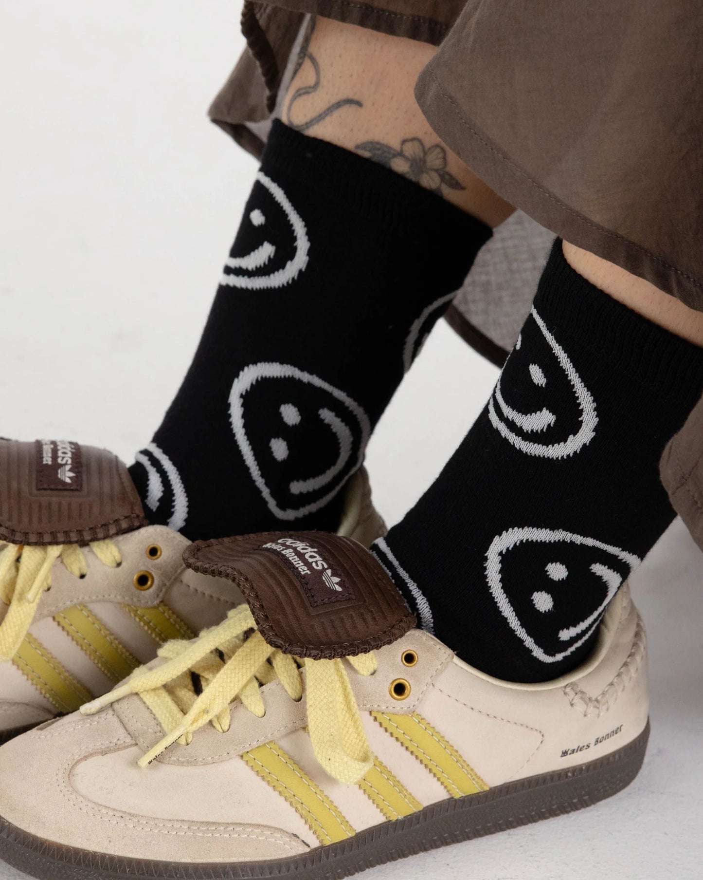 BAGGU Adult Crew Sock - Black Happy