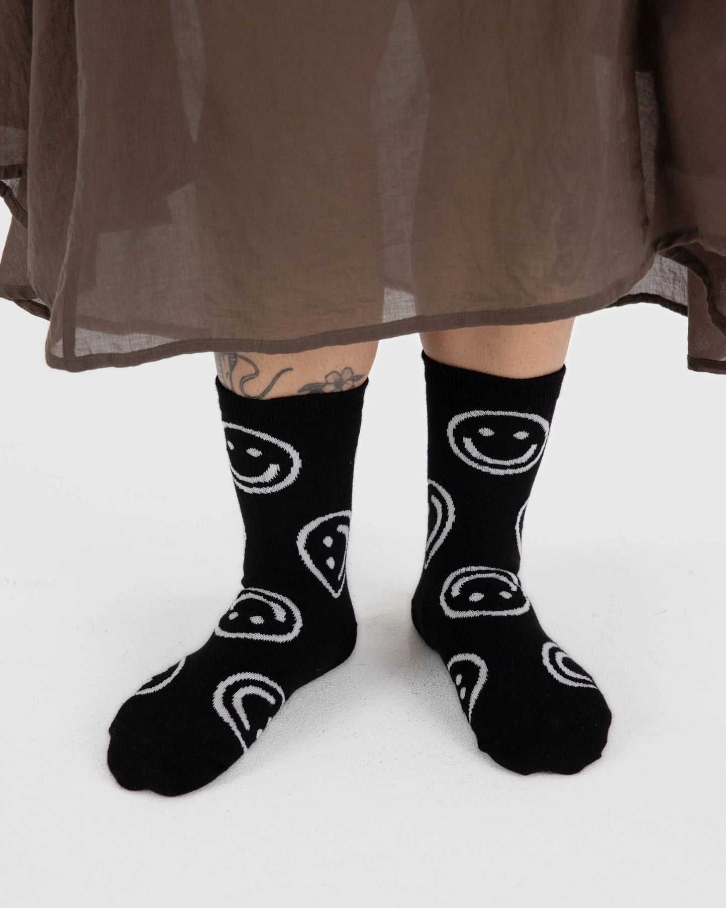 BAGGU Adult Crew Sock - Black Happy