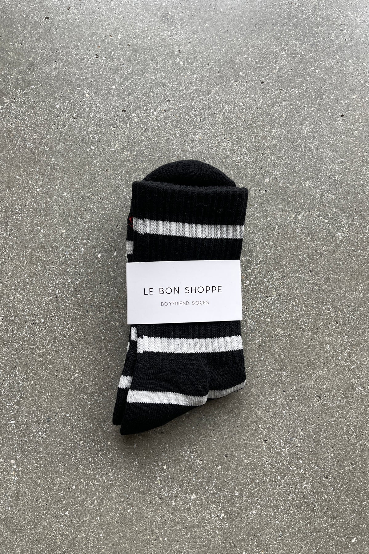 Le Bon Shoppe Striped Boyfriend Socks - Black Stripe