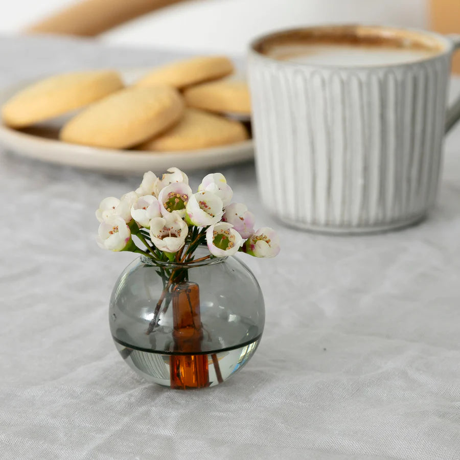 Block Design Mini Bubble Vase - Smoke / Amber