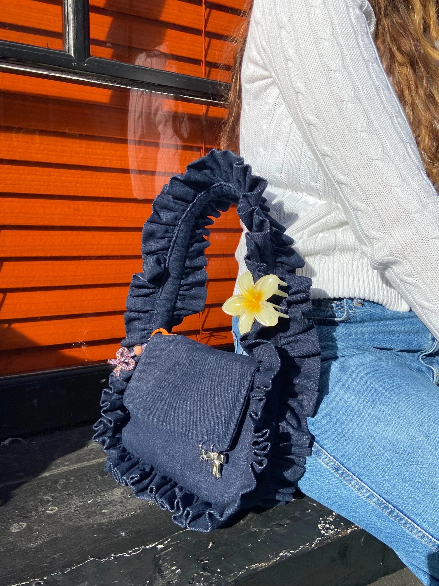 BAGGY London Baguette Flap Bag - Denim