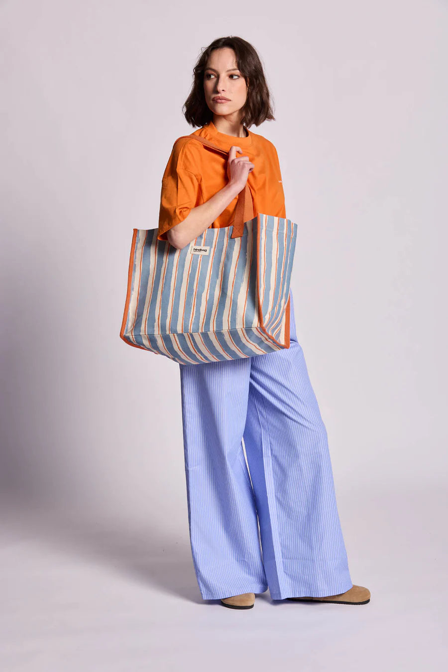 Hindbag Claude Large Tote Bag - Blue Stripes