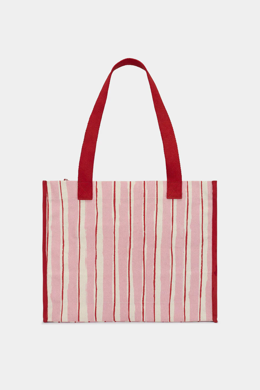 Hindbag Claude Large Tote Bag - Red & Pink Stripes