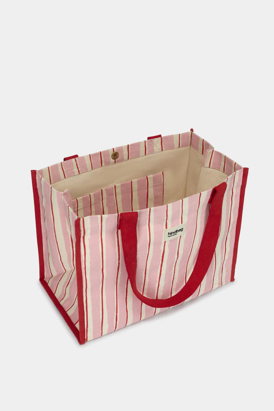 Hindbag Claude Large Tote Bag - Red & Pink Stripes