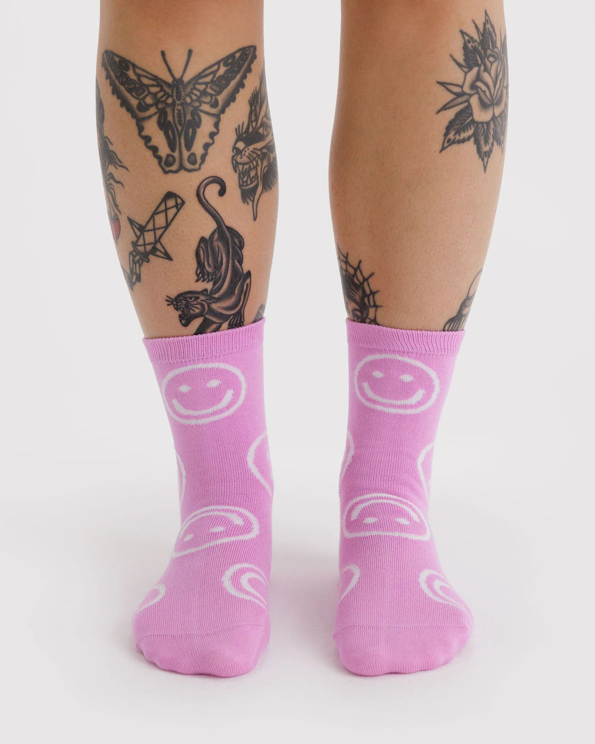 BAGGU Adult Crew Socks - Pink Happy
