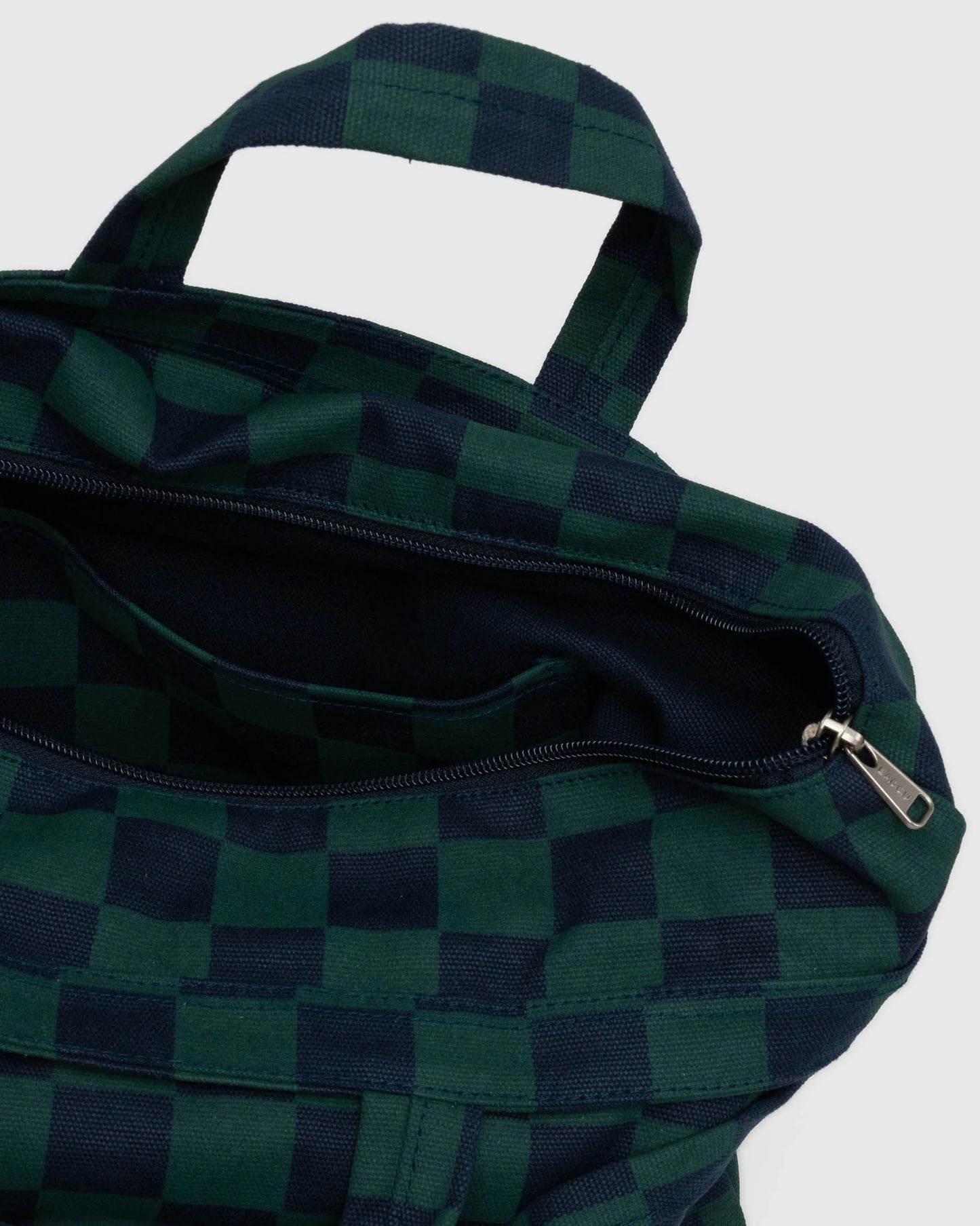 BAGGU Horizontal Zip Duck Bag  - Navy Green Check