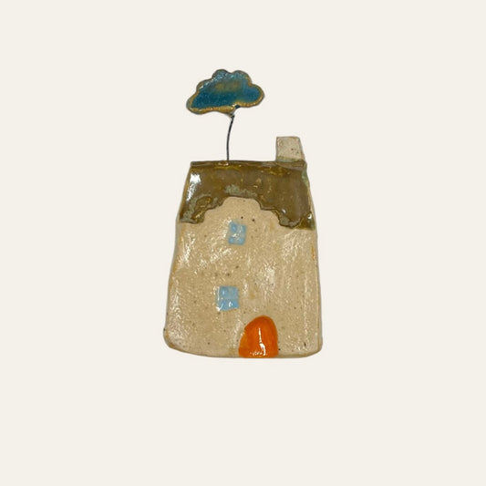 tiny handmade ceramic scottish house - cloud 