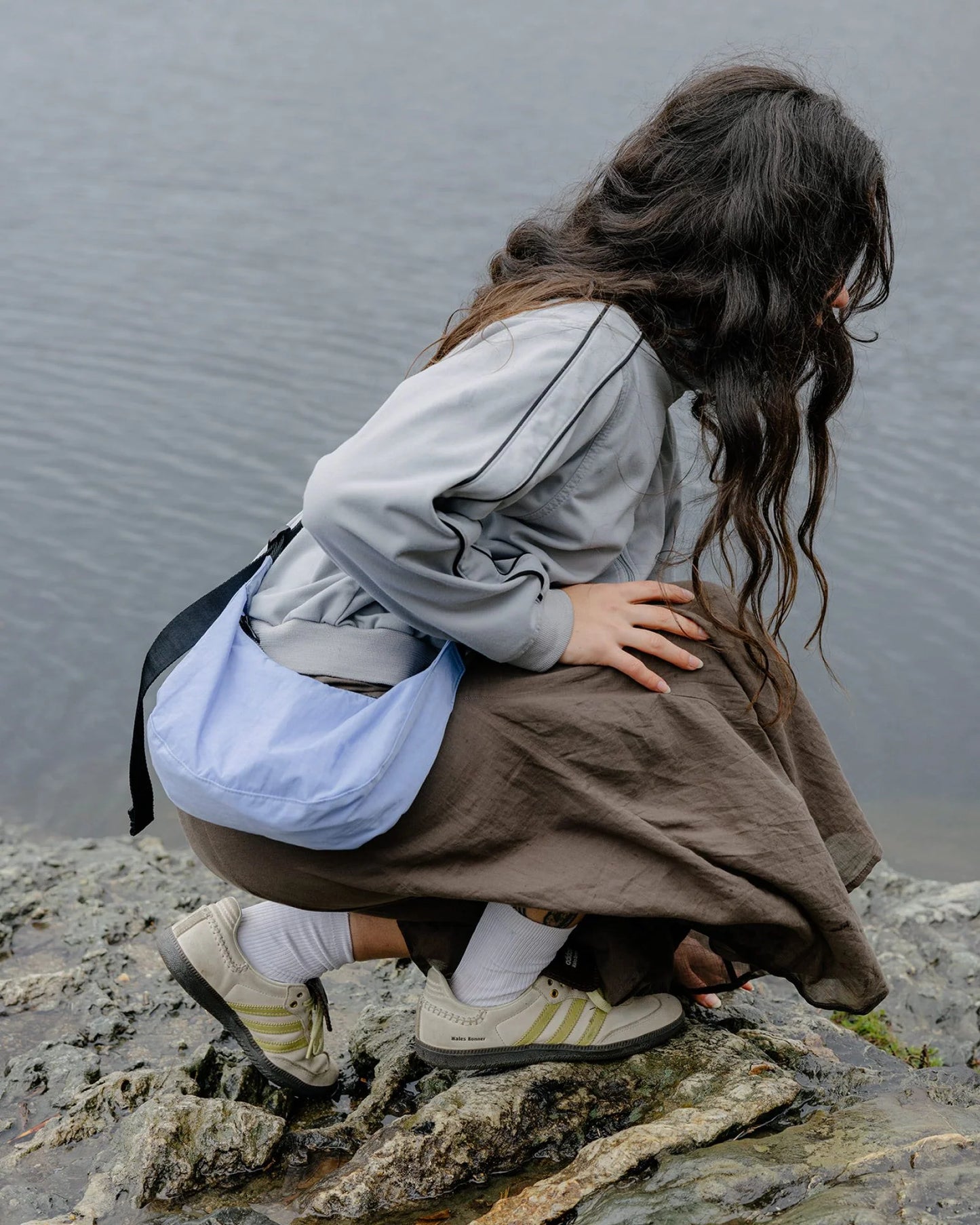 BAGGU Small Nylon Crescent Bag - Cornflower