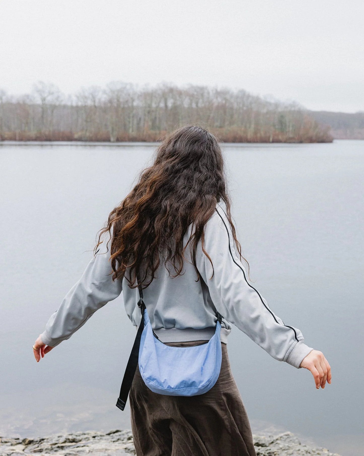 BAGGU Small Nylon Crescent Bag - Cornflower