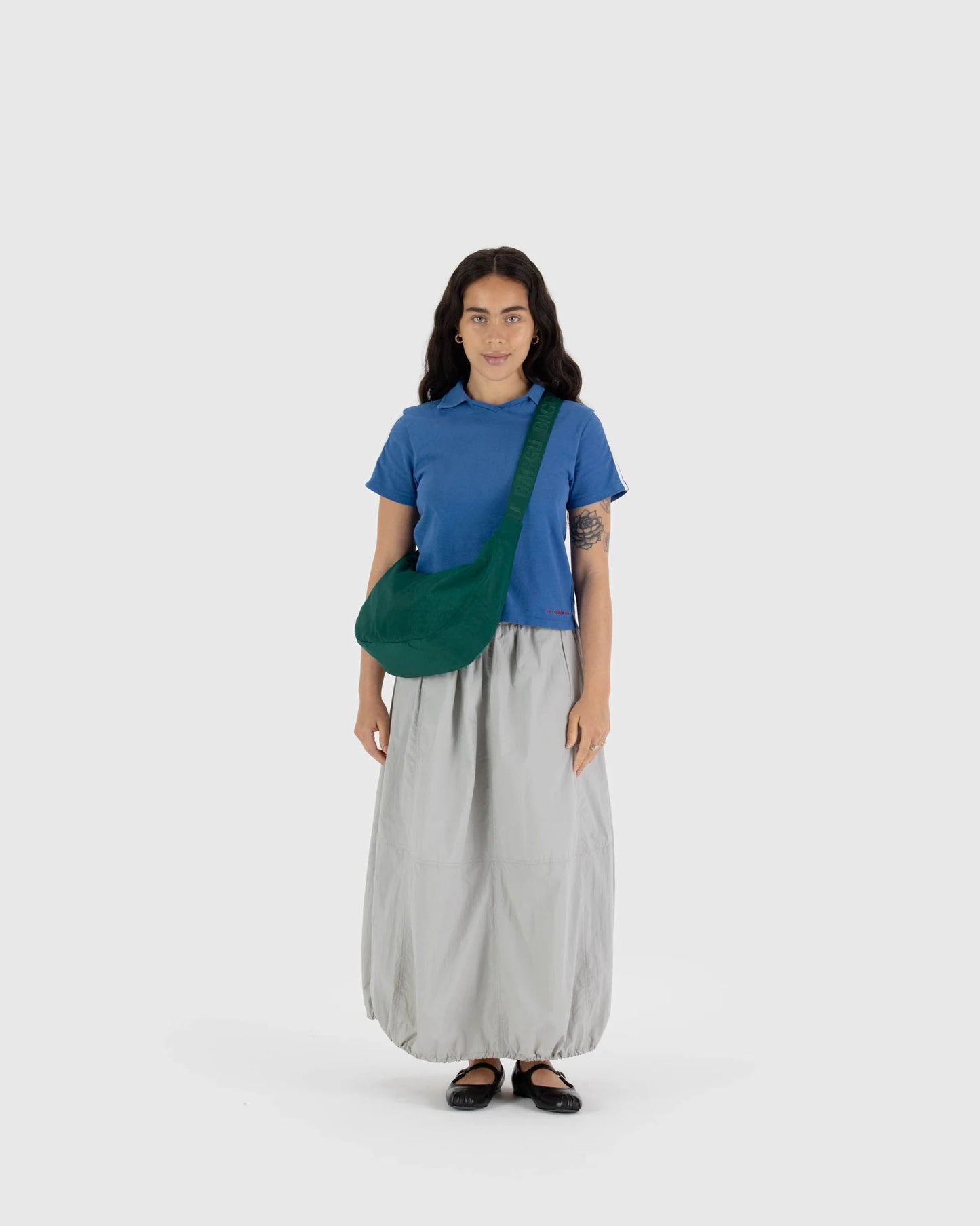 BAGGU Medium Nylon Crescent Bag - Cypress