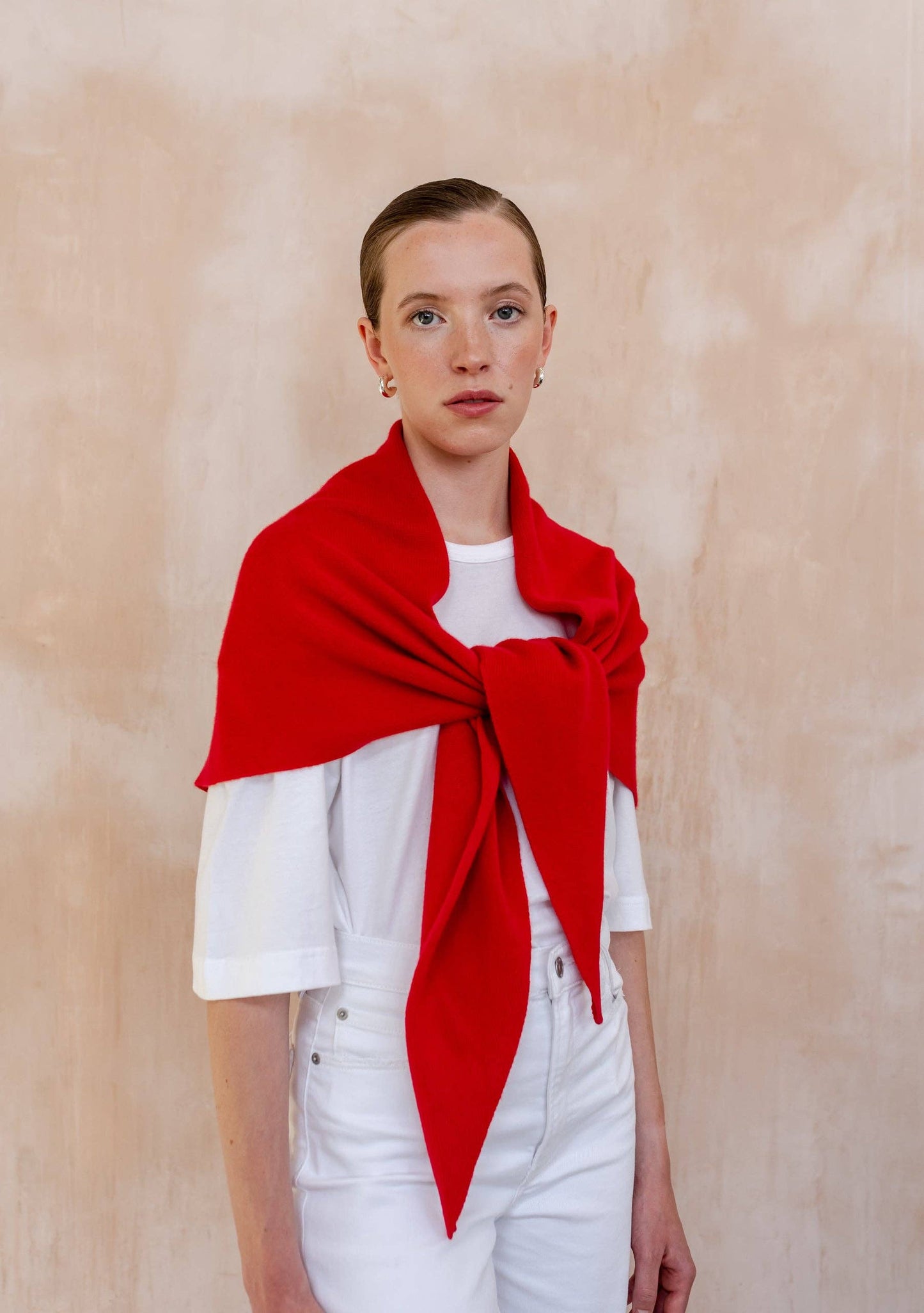 TBCo Large Merino Triangle Scarf in Red